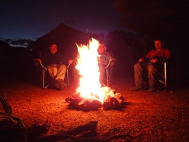 Campfire blazing